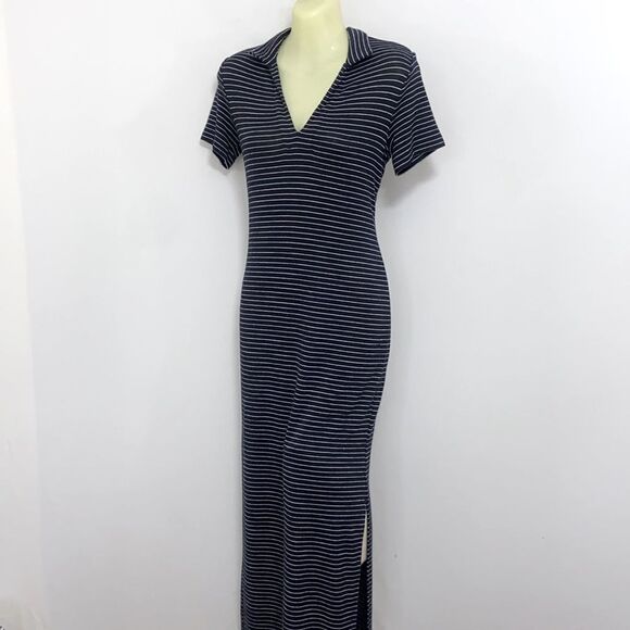 Rag & Bone Dress Maxi “Viola” Navy / White Striped Excellent Sz 2/4 - Picture 5 of 7